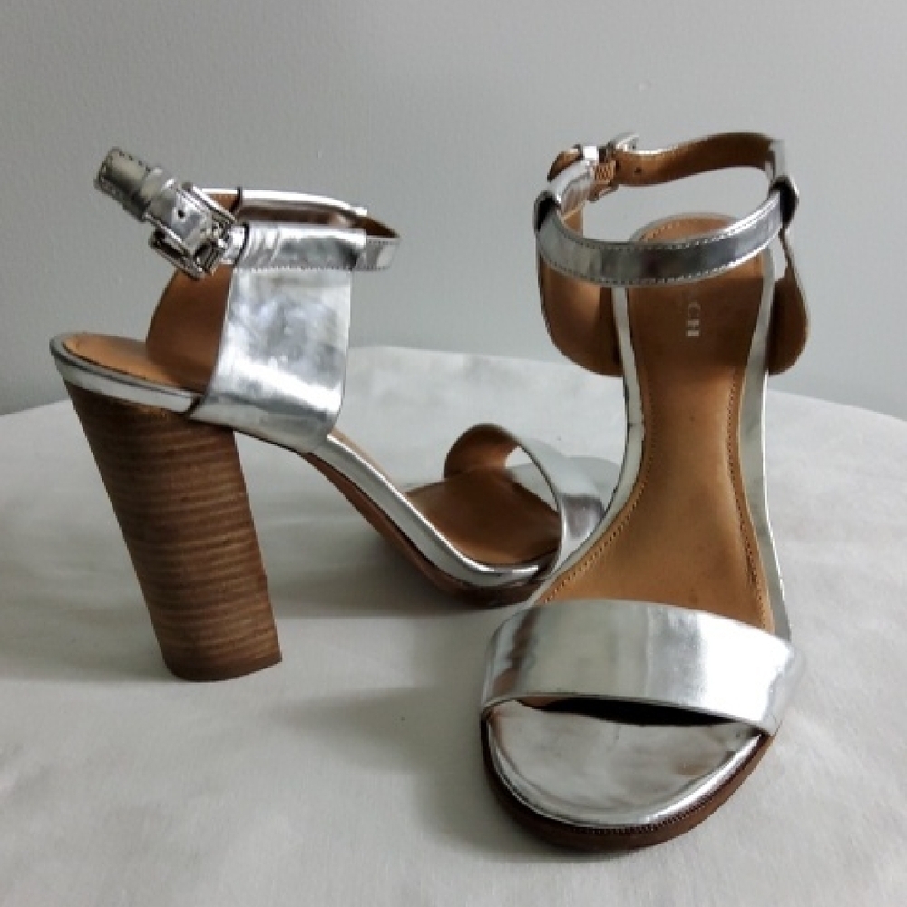 Coach Silver Block Heel Sandals - Picture 10 of 12